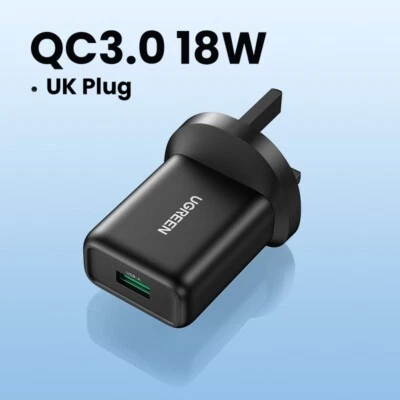 UGREEN 18W USB 3.0 快速快速充电器 QC3.0 适用于三星 s10 华为小米 iPhone — 第 1/4 张图片