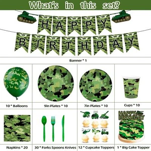 Military Camouflage Theme Supplies Birthday Party Decoration Set Birthday Fla... - Picture 1 of 6