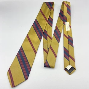 Vintage Beau Brummell Gold Red Blue Striped Tie Retro 60s/70s Slim Neck Tie - Picture 1 of 9
