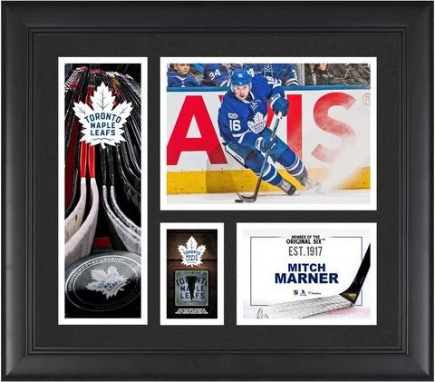 Mitchell Marner Toronto Maple Leafs Framed 15x17 Collage & Piece of G-U Puck Cover