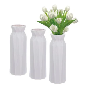 Flower Vases, 3pcs Stylish Flower Vases for Bouquet Plastic Flower Vase, Grey - Picture 1 of 7