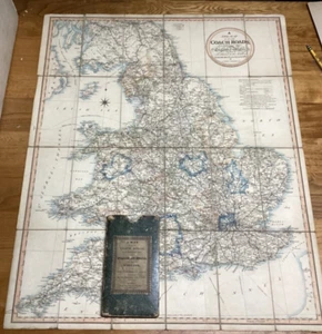 1826 Nathaniel Coltman Map Of Coach Roads Of England, Wales & Scotland + Box - Picture 1 of 12