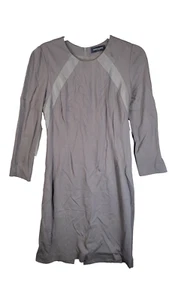 Piazza Sempione lambs Leather trim Dress Size 44 US 8 grey short sleeve Italy - Picture 1 of 11