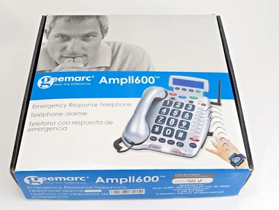 Geemarc AMPLI600 Respuesta a Emergencias Amplificado Teléfono Fuerte Número Grande NUEVO PLATEADO Foto 1 de 2