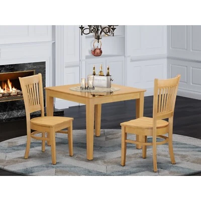 East West Furniture Dinette Kitchen Dining Room Set Oak 3 Square Wood Seat - Image 1 of 4