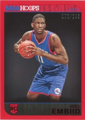 2014-15 Panini NBA Hoops Joel Embiid #263 Red /299 RC Rookie Sixers NM - Image 1 of 2