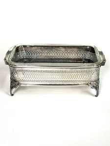 Silver Plated Casserole Stand With Baking Dish Insert 9.25" x 5.50" - Picture 1 of 8
