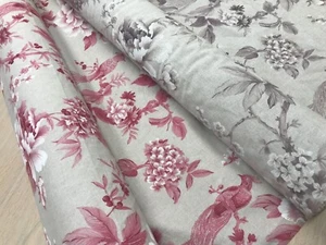 Birds printed cotton fabric linen look curtain blinds craft upholstery 140cm - Picture 1 of 16