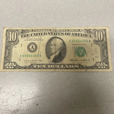 1985 $10 Ten Dollar Bill Federal Reserve Note  Vintage 39 Years Old! Rare - Image 1 of 4