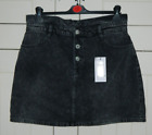 Primark Black Washed Denim Skirt With Diamante Button Detail Size UK 16 - BNWT