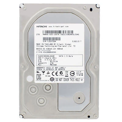 Festplatte Hitachi 2TB HUA5C3020ALA640 Sata III 5400U/min 64MB 3,5" Zoll - Bild 1 von 4
