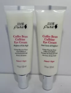 100%pure Coffe Bean Caffeine Eye Cream Dark Circles 1oz- 2pack-reduce puffiness - Picture 1 of 1