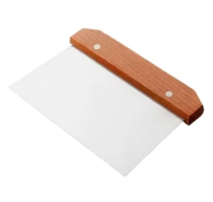 Dough Food Scraper Cutter Handheld Wooden Handle Heavy Duty Kitchen - Picture 1 of 5