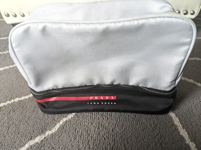 Prada Luna Rossa 2 Tiered Toiletry Silver And Black Wash Travel Bag - Image 1 of 4