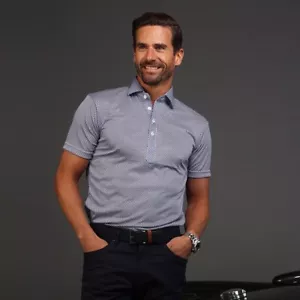 Polo cuello semi-extendido Collars & Co manga corta azul ventaja pequeño -nuevo sin usar - Imagen 1 de 9