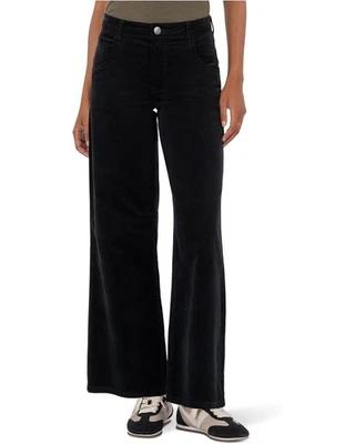 Pantalones de jean acampanados de tiro alto de terciopelo negro Kut from the Kloth 4 27 x 29,5 Foto 1 de 4