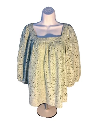 Lauren  Conrad, Green Eyelet, Lace Square Neck woman’s Blouse Medium ￼ - Image 1 of 4