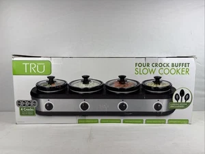 Tru Four Crock Buffett Slow Cooker With 4 Serving Spoons BS-41525 - Picture 1 of 7