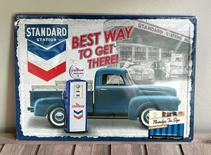Chevron Gasoline Standard Station 12 x 17 Embossed Novelty Metal Sign - Picture 1 of 3