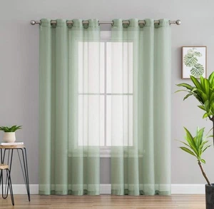 2 Piece Semi-Sheer Voile Window Curtain Grommet Panels for Bedroom (54" W x 9... - Picture 1 of 8