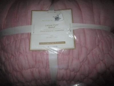 NEW POTTERY BARN CREAM PUFF PINK QUILT TWIN 68 X 86 - Image 1 of 4