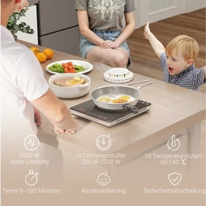 Induktionskochplatte, IsEasy Induktionskochfeld 1 Platte 2000W, 31cm Kochplatte - Bild 1 von 7