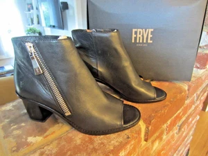 New w Box FRYE 73590 Womens Brielle Zip Peep Black Bootie Boot Shoe 8M - Picture 1 of 8