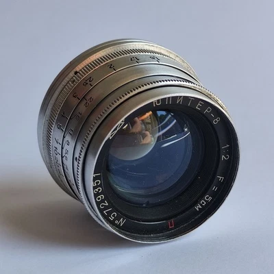 KMZ ! Soviet lens JUPITER-8 2/50 mm M39 (Sonnar copy) Zorki, Leica LTM - Image 1 of 4