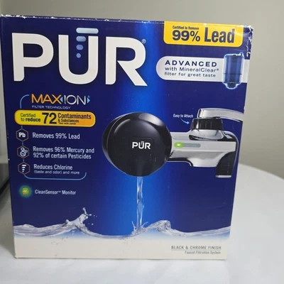 PUR Max Ion Advanced Faucet Filter Filtration System Black & Chrome Purifier - Image 1 of 4