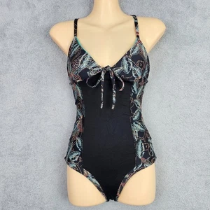 Neu mit Etikett Maaji Damen Badeanzug M schwarz wendbar Blumendruck x hinten verstellbare Träger - Bild 1 von 24