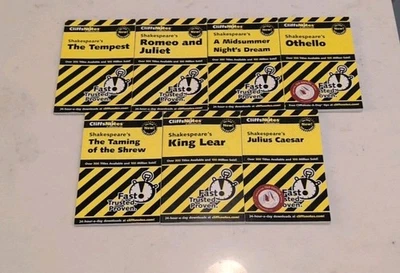 CLIFFS NOTES STUDY GUIDE BOOK LOT (7) WILLIAM SHAKESPEARE CLASSIC NOVELS - Image 1 of 4