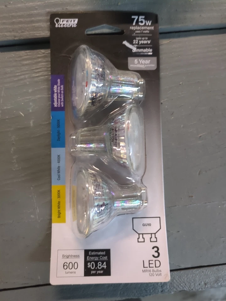 (3-Pk) Feit Electric Bi-Pin Base LED Light Bulb 75W Bright White BPMR16GU753CCT3 - Image 1 of 2