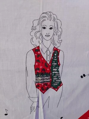 Patrón de chaleco de tela de música navideña vintage de tela Traditions 1997 Foto 1 de 4