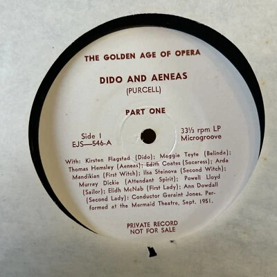 DIDO AND AENEAS EJS 546 THE GOLDEN AGE OF OPERA PRIVATE RARE VTG #51 Foto 1 de 2