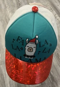 Nuevo con etiquetas Claire's FA LA LA LLAMA Malla Snapback Navidad Vacaciones Truquero Sombrero OS - Imagen 1 de 15