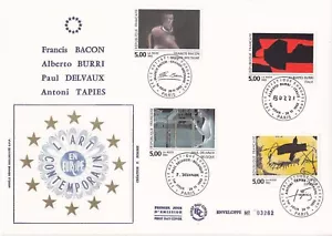 Enveloppe grand format 1er jour Soie 1992 L'Art Contemporain Les Peintres - Imagen 1 de 2