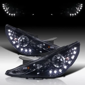 For 2011 2012 2013 2014 Hyundai Sonata LED Projector Headlights Dark Black - Picture 1 of 5