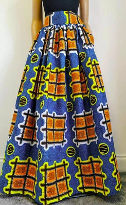 MARIA African Print Full Length / Maxi Skirt 100 % Wax Cotton Handmade UK - Image 1 of 4
