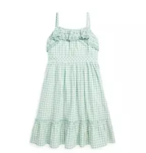 Polo Ralph Lauren Big Girls Eyelet-Trim Gingham Print Dress Multi Size 14 - Picture 1 of 2