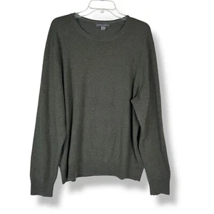 Amicale 100% Cashmere Sweater Mens Size XL Olive Green Quiet Luxury Crewneck - Picture 1 of 8