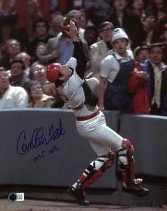 Cartlon Fisk Red Sox 1975 World Series signiert & Insc 11x14 Foto BECKETT - Bild 1 von 3