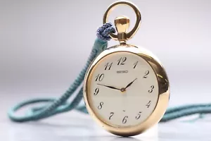 *MINT* SEIKO Pocket Watch 2220-0580 ASGP Gold 31mm Manual Winding From JAPAN - Picture 1 of 10