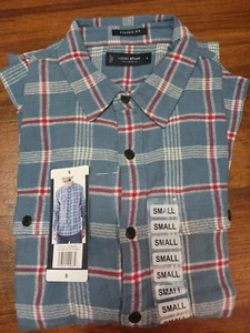 NWT Lucky Brand Blue Plaid Flannel Long Sleeve Shirt Men's Size Small - Picture 1 of 6