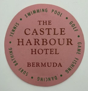 Original Rare Vintage Luggage Label Sticker THE CASTLE HARBOUR HOTEL Bermuda - Picture 1 of 2
