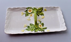 1960s VTG Lefton RUSTIC DAISY Handle Tray 2 Part Relish 4122 Rectangle 13" x 7" - Picture 1 of 8