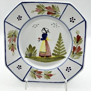 Quimper France Plate Lady Mistral Blue HB Henriot RD 7.5” - Picture 1 of 10