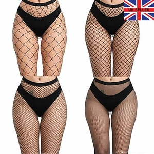 NEW Womens Black Fishnet Tights Small Micro Fine Large Whale Wide Holes UK 6-16 - Picture 1 of 13
