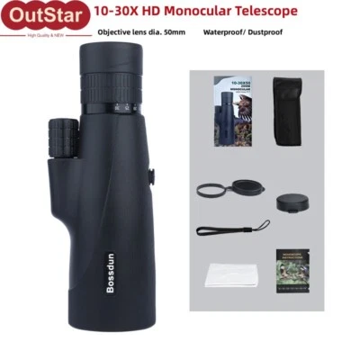 10-30X HD Monocular Telescope 22mm Eyepiece 50mm Objective Lens IP56 DT0035 - Image 1 of 4