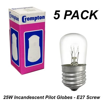 5 x 25W Clear Pilot Light Globes Bulbs Lamps Incandescent E27 Screw - Image 1 of 4