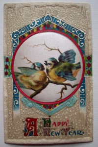 Postal de Año Nuevo con inserción de seda para pájaros *S20 - Imagen 1 de 2